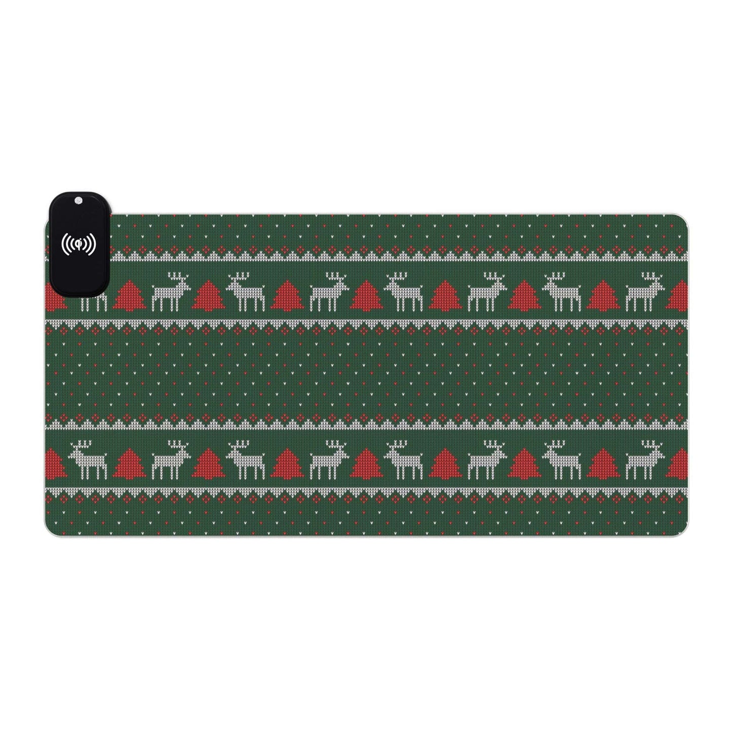 LED Gaming Mouse Pad, Wireless Charging ( Christmas Sweater Print )