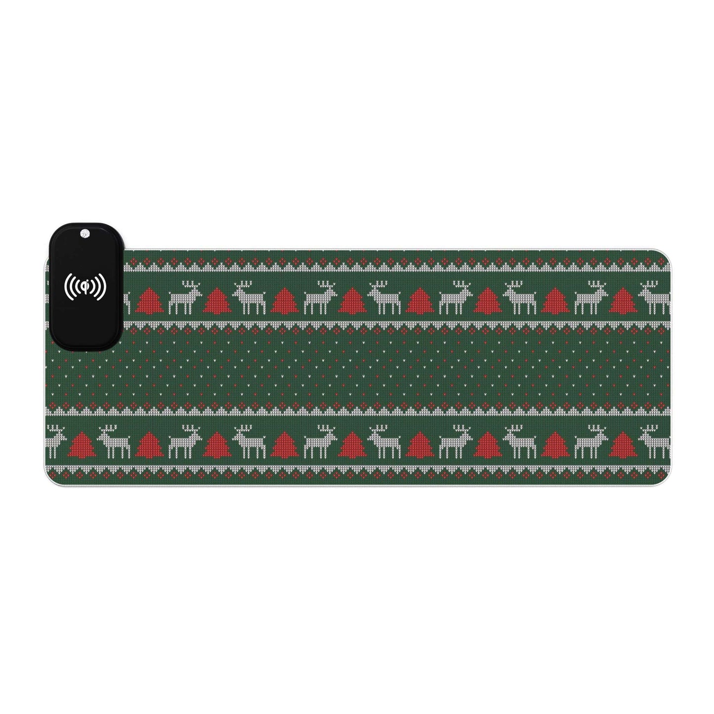 LED Gaming Mouse Pad, Wireless Charging ( Christmas Sweater Print )