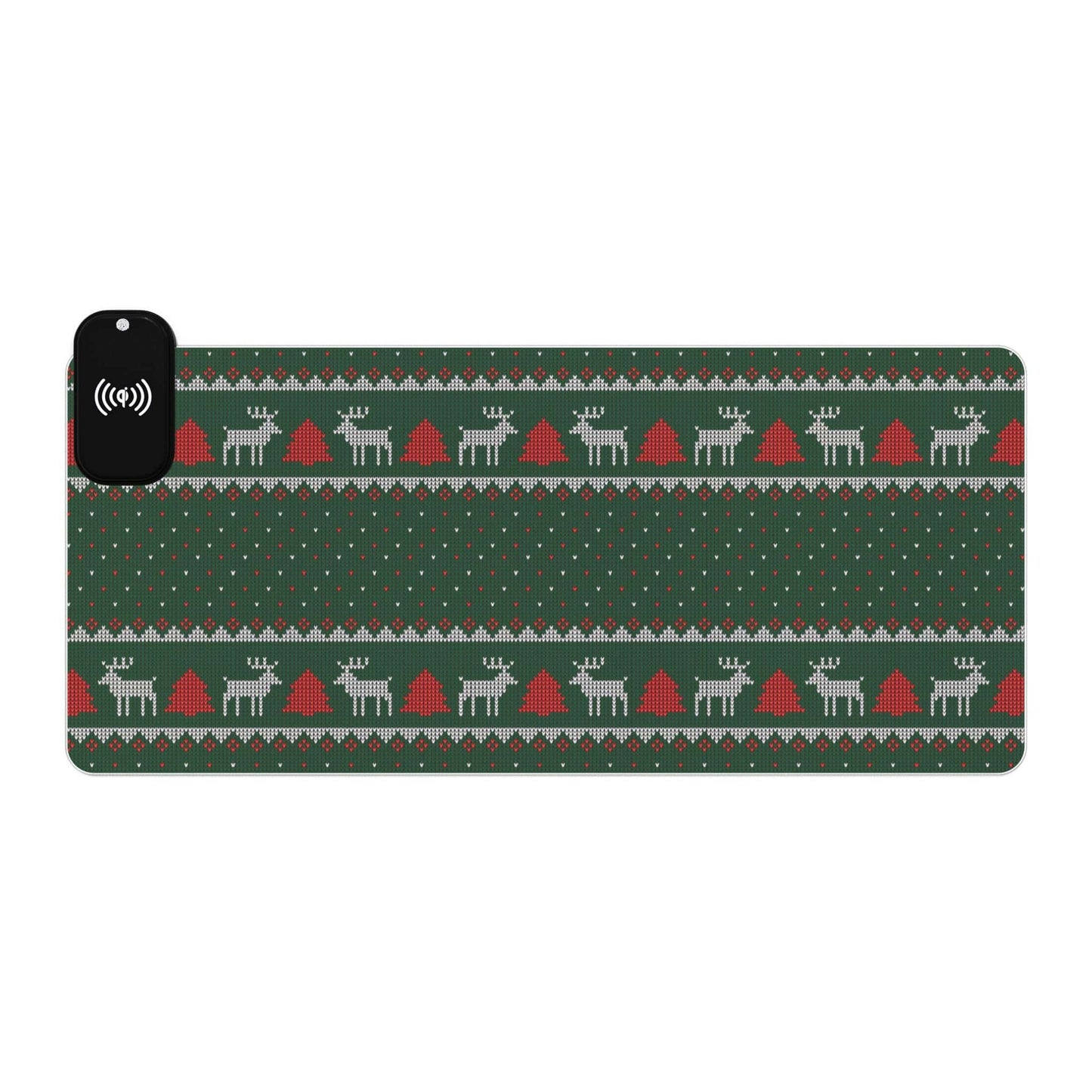 LED Gaming Mouse Pad, Wireless Charging ( Christmas Sweater Print )