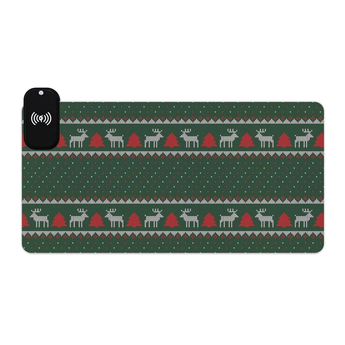 LED Gaming Mouse Pad, Wireless Charging ( Christmas Sweater Print )