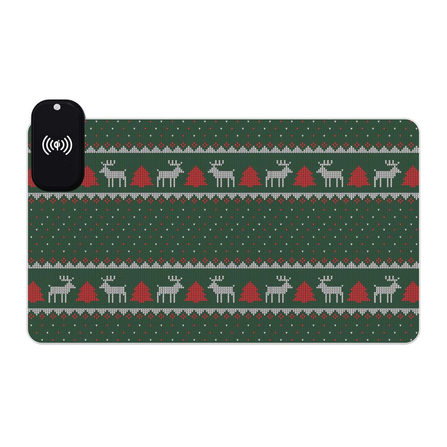 LED Gaming Mouse Pad, Wireless Charging ( Christmas Sweater Print )