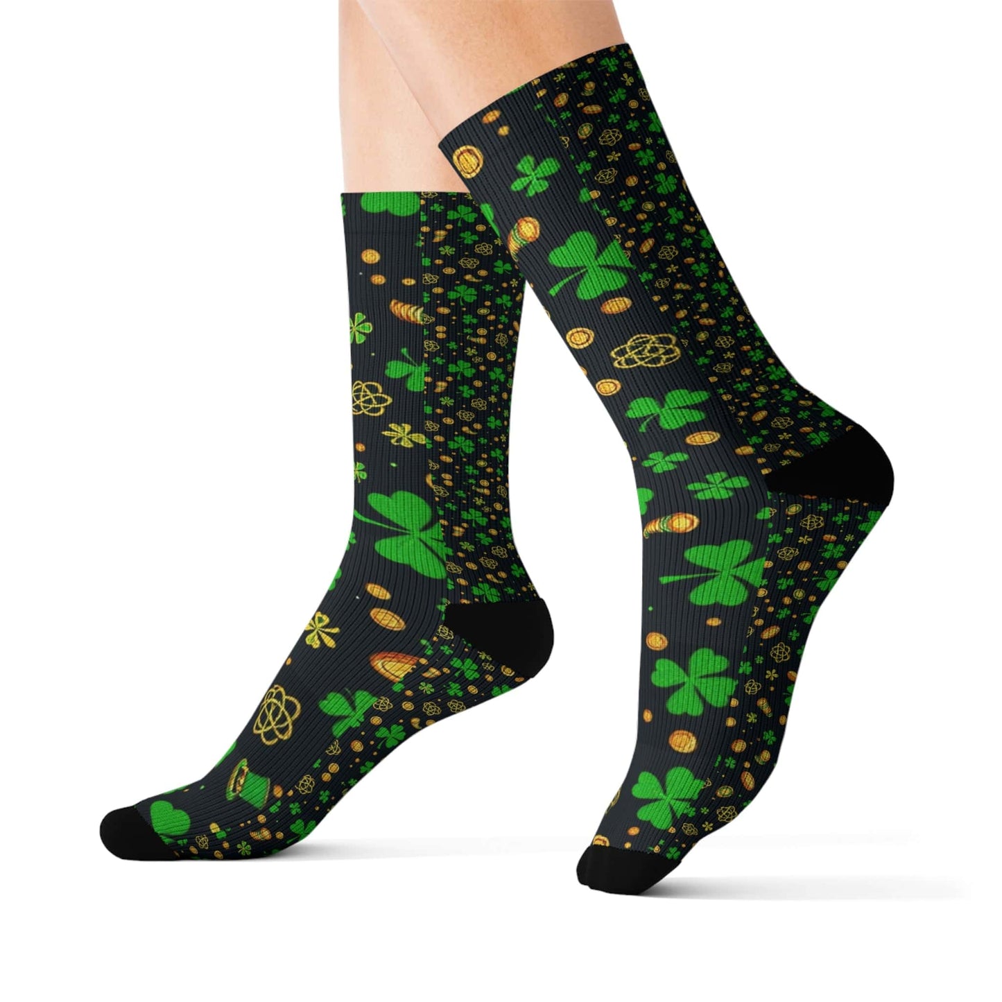 St. Patrick's Day Sublimation Socks - Lucky Shamrock Design