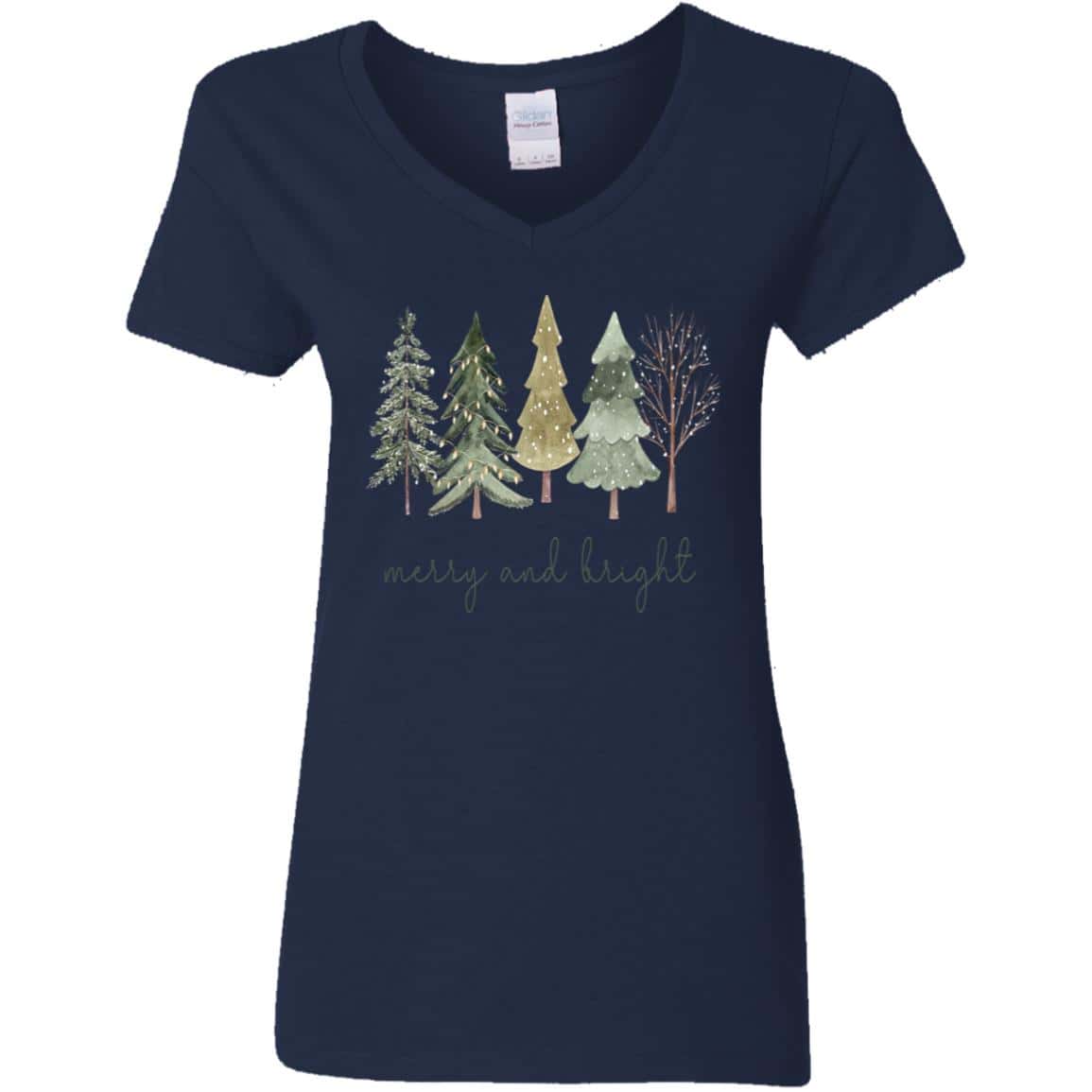 Merry and Bright | Christmas | G500VL Ladies' 5.3 oz. V-Neck T-Shirt