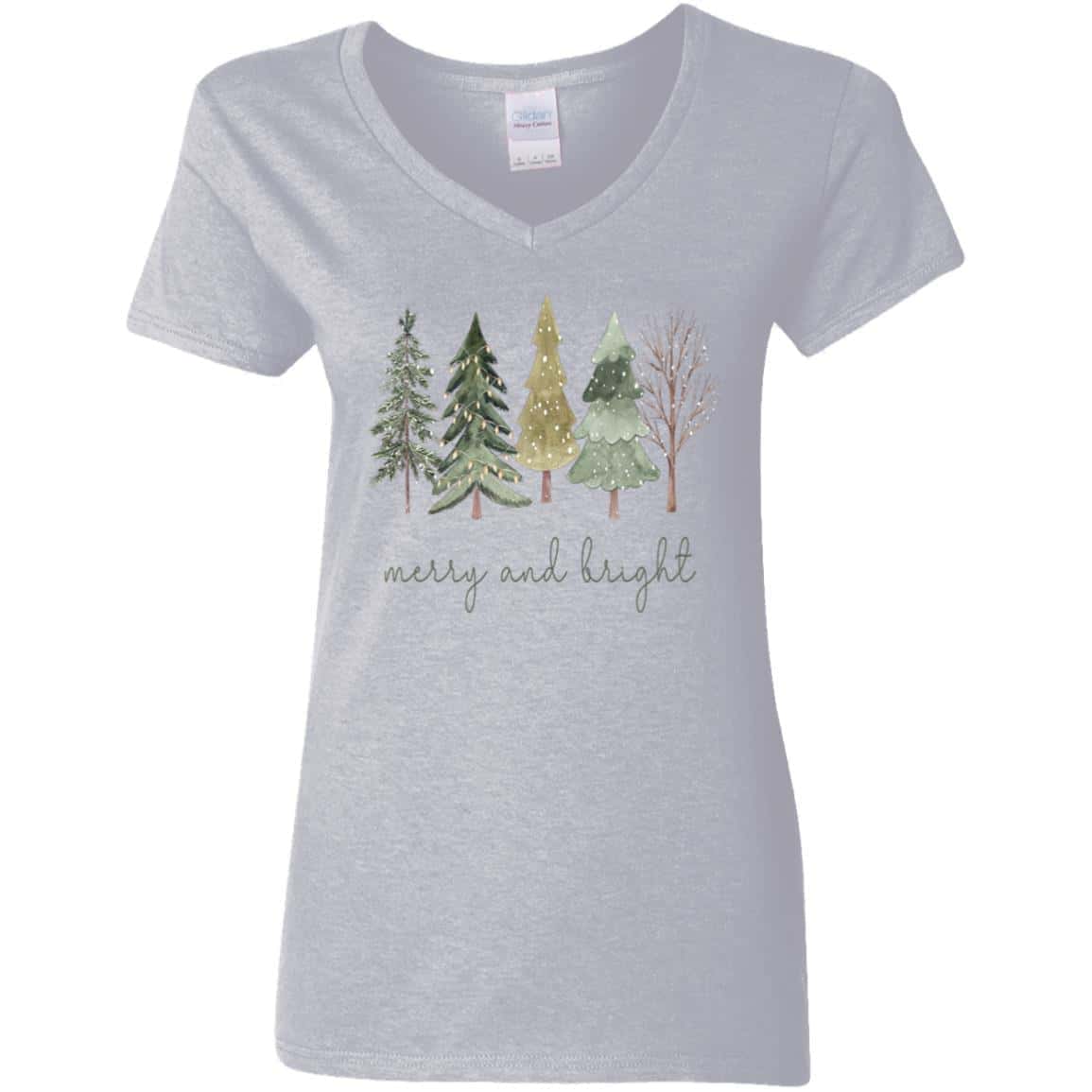 Merry and Bright | Christmas | G500VL Ladies' 5.3 oz. V-Neck T-Shirt