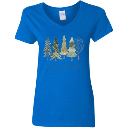 Merry and Bright | Christmas | G500VL Ladies' 5.3 oz. V-Neck T-Shirt