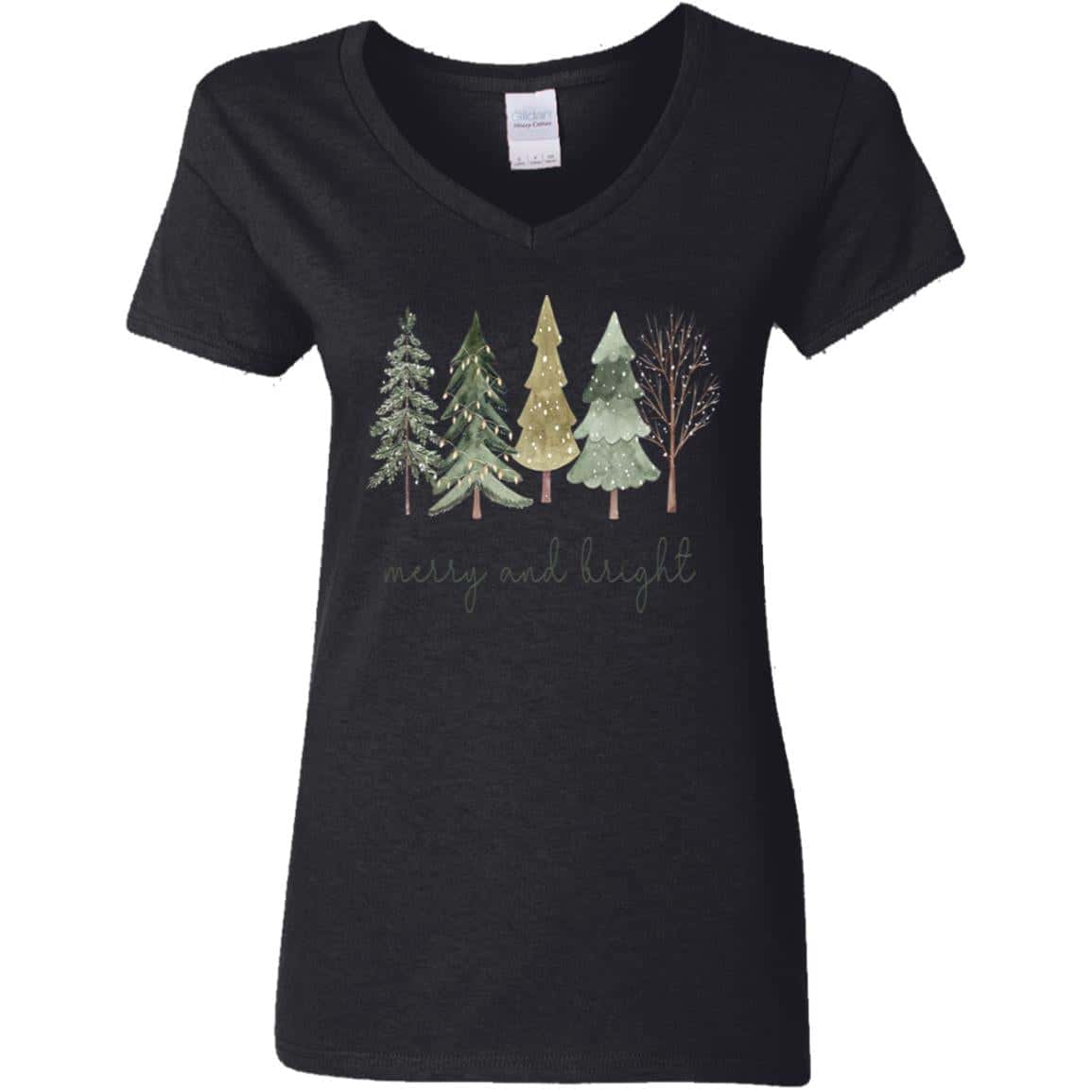 Merry and Bright | Christmas | G500VL Ladies' 5.3 oz. V-Neck T-Shirt