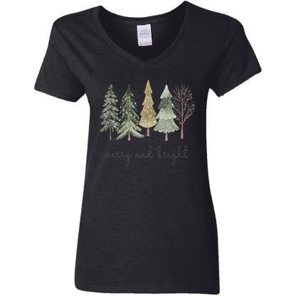 Merry and Bright | Christmas | G500VL Ladies' 5.3 oz. V-Neck T-Shirt