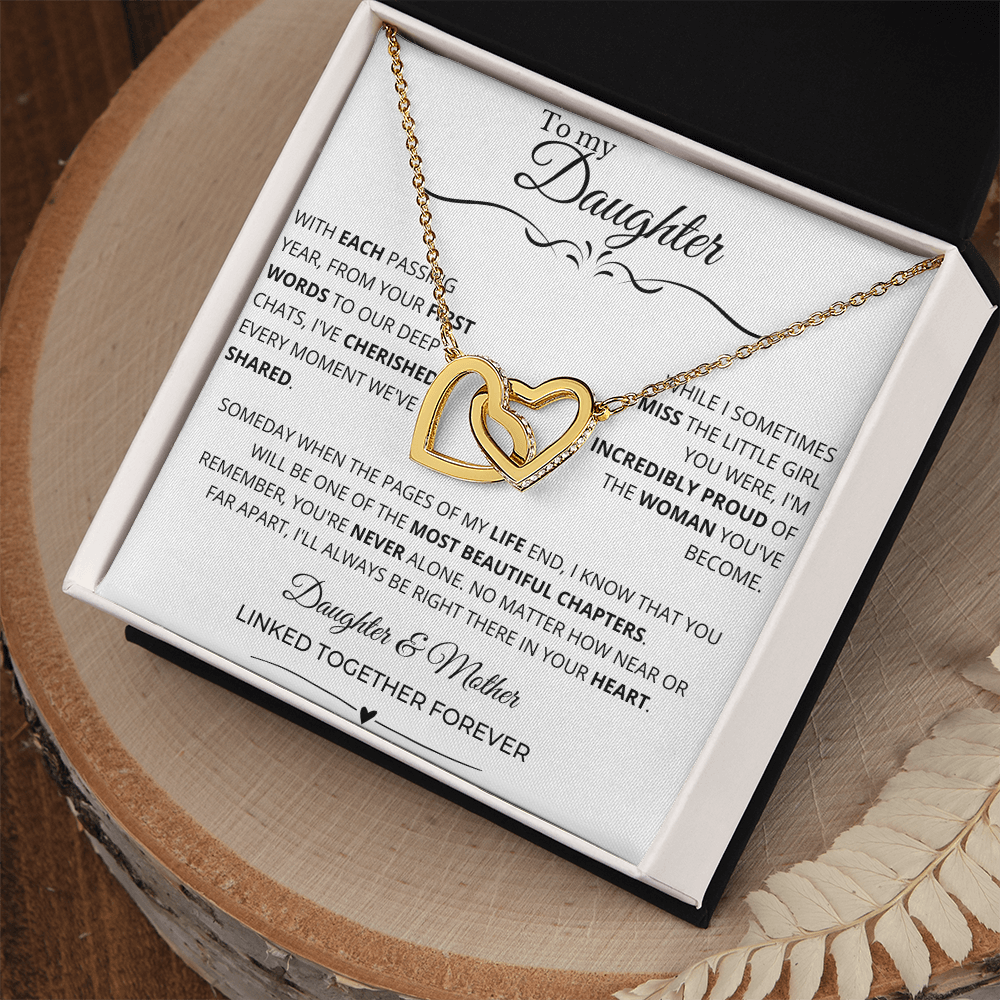 To My Daughter - Linked Hearts Necklace