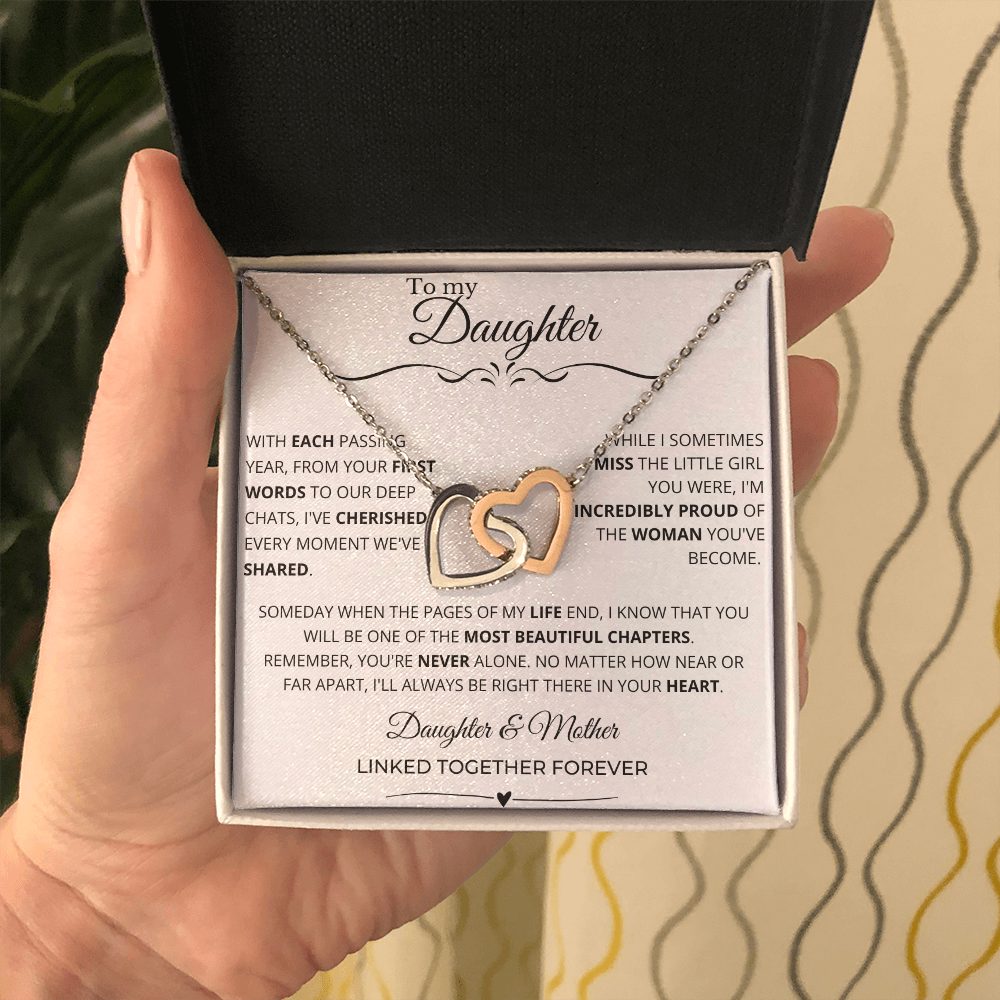 To My Daughter - Linked Hearts Necklace