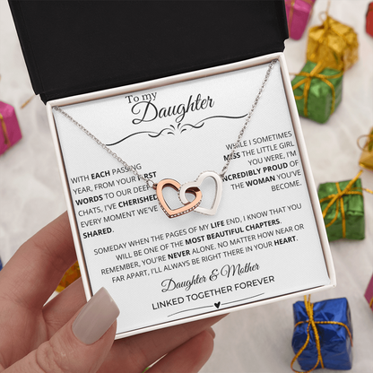 To My Daughter - Linked Hearts Necklace