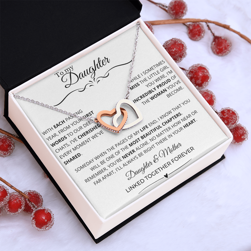 To My Daughter - Linked Hearts Necklace