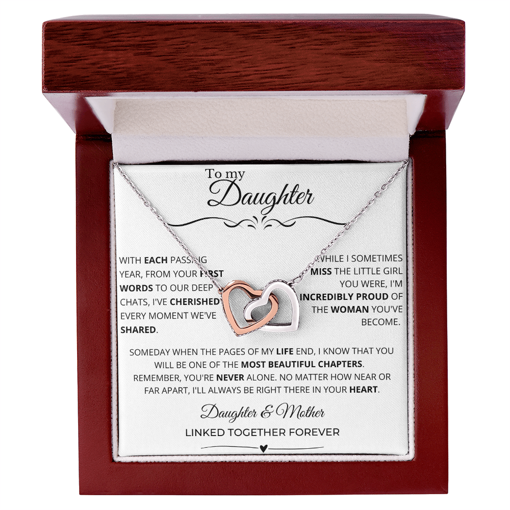 To My Daughter - Linked Hearts Necklace